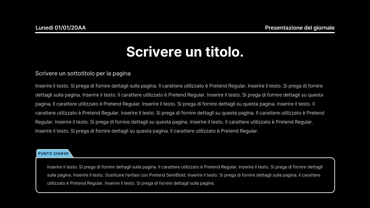 Presentazione che attira l'attenzione con linee decise in un concetto di giornale su sfondo nero