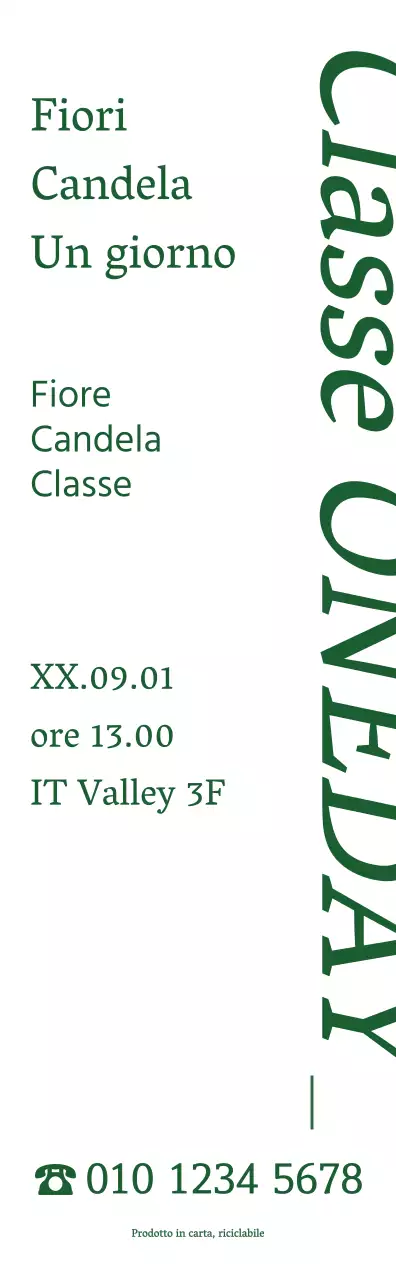 Il corso di un giorno: una candela floreale semplice, sentimentale, in stile scultura, di colore verde.
