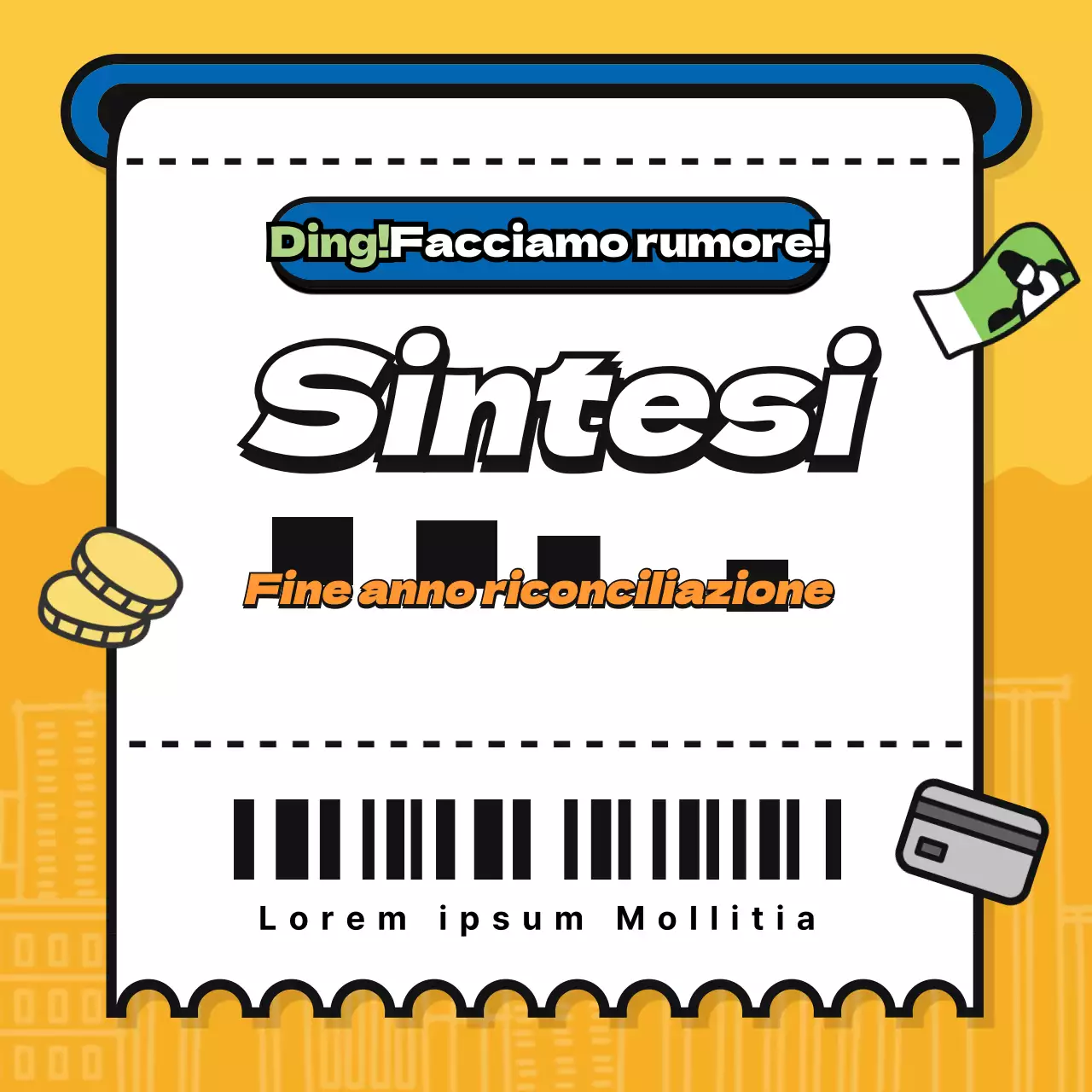 Ricevuta con sfondo giallo per il pagamento di fine anno