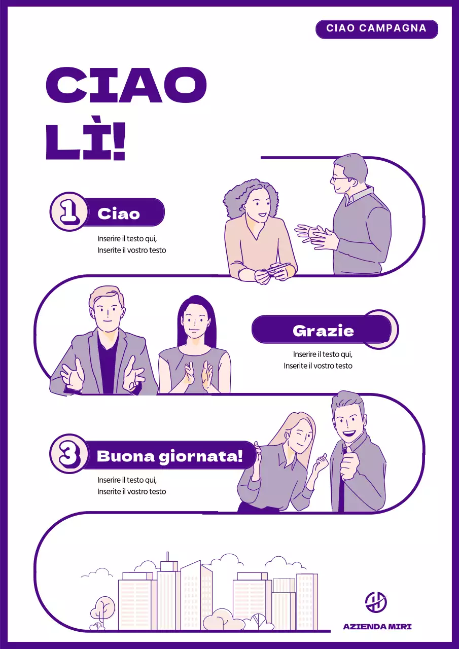 Campagna di saluti interni in viola