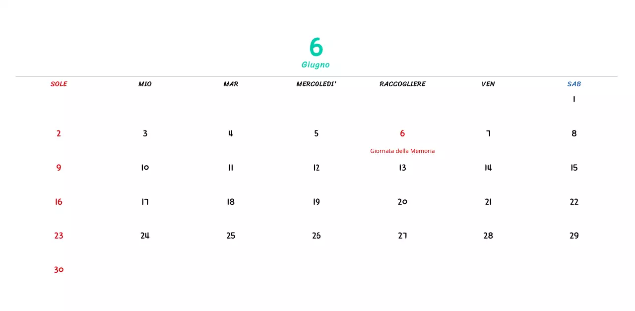 Calendario di Capodanno con simpatiche illustrazioni al tratto