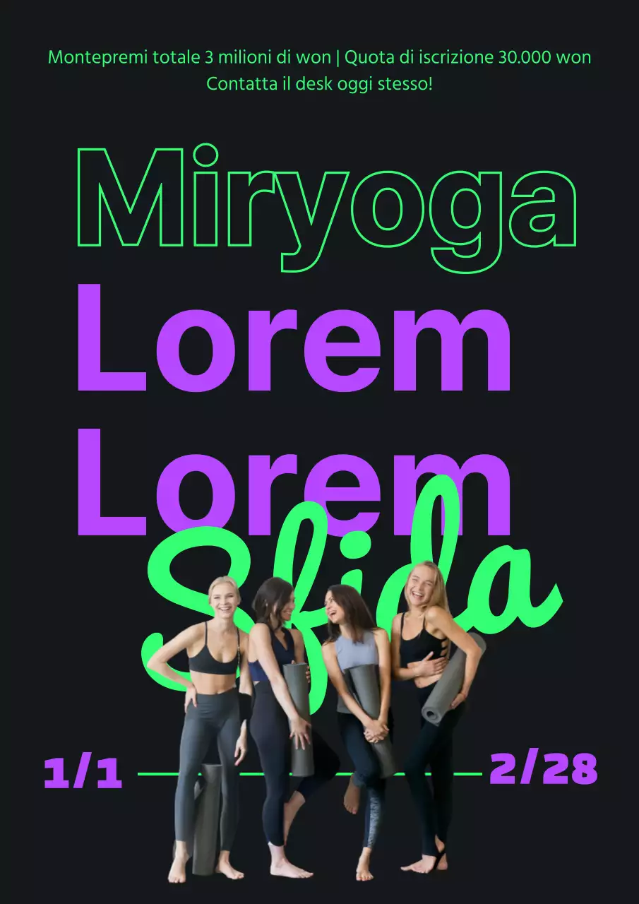 Una semplice guida di sopravvivenza alla dieta yoga in verde e viola fluorescente