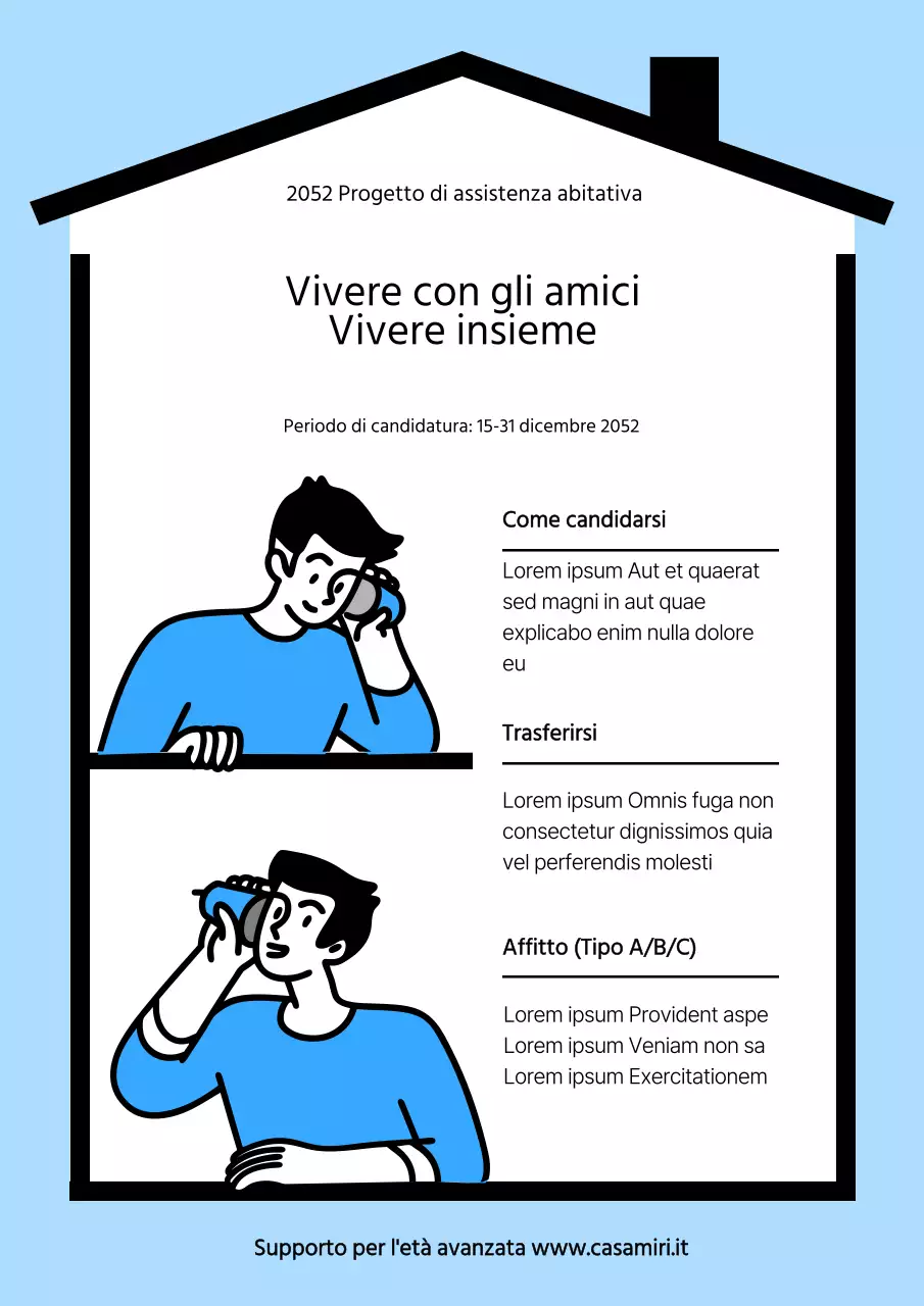 Bando del progetto di sostegno alla residenza condivisa in blu