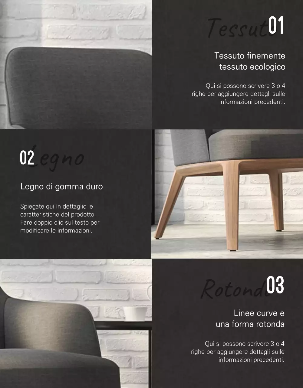 Semplice sedia moderna in grigio e marrone