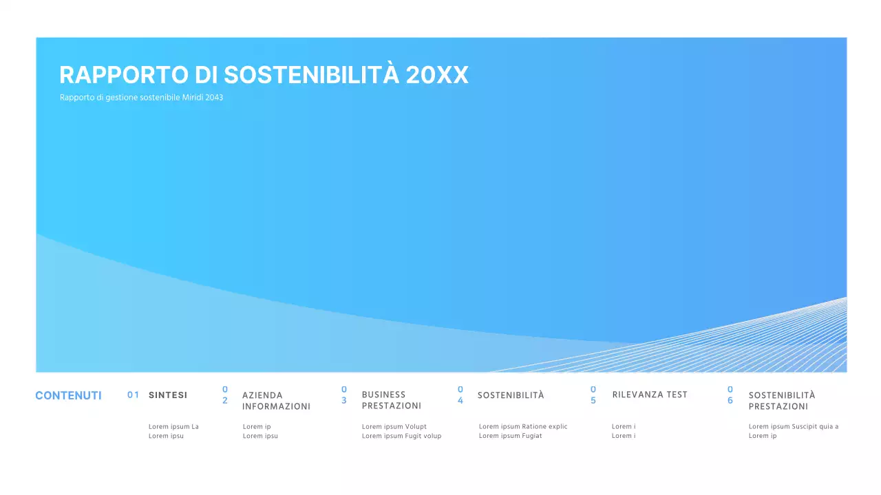 Presentazione del rapporto di sostenibilità ESG aziendale blu chiaro e pulito ppt