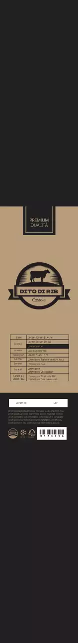 Etichette di costine di manzo nere ordinate