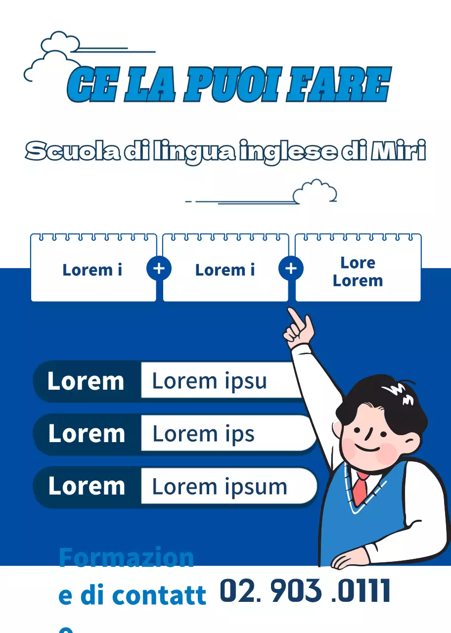 Promuovere la scuola di illustrazione del carattere blu