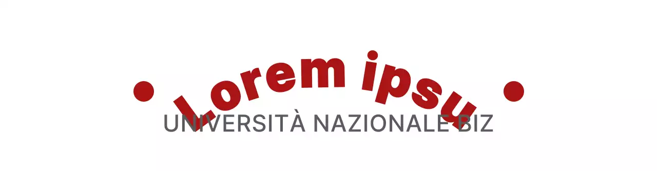 Stile semplice e pulito del logo testuale in rosso e grigio per le promozioni universitarie