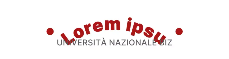 Stile semplice e pulito del logo testuale in rosso e grigio per le promozioni universitarie