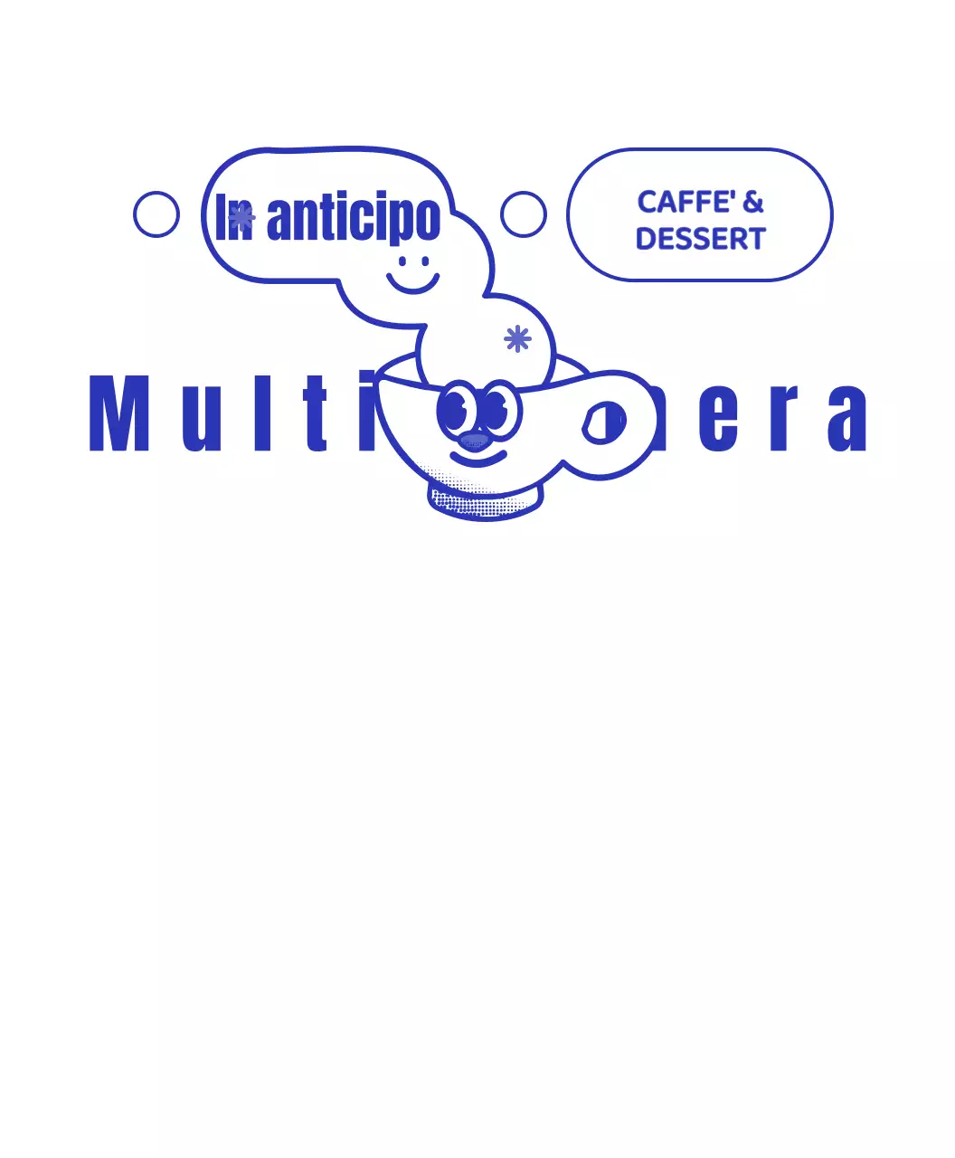 Blu navy e bianco tazza carino carattere caffè stile negozio logo