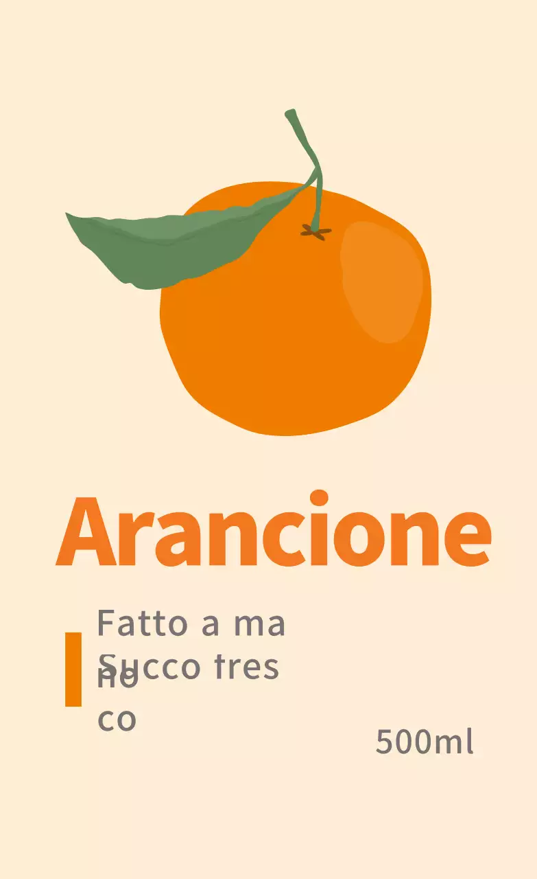 Simpatiche etichette alimentari con illustrazioni arancioni