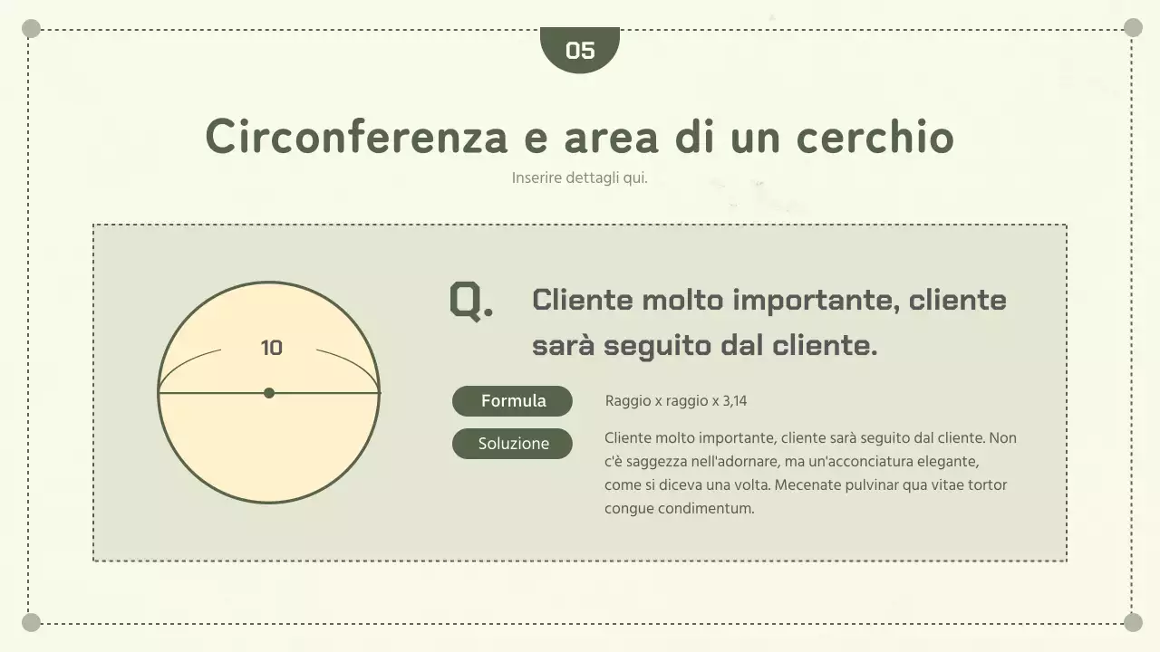 Concetti di geometria semplice verde Circonferenza e giorno della torta