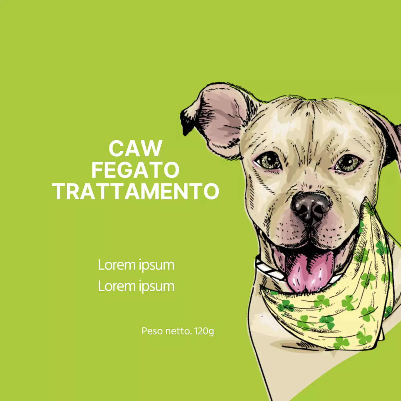 Etichetta illustrata verde per cani
