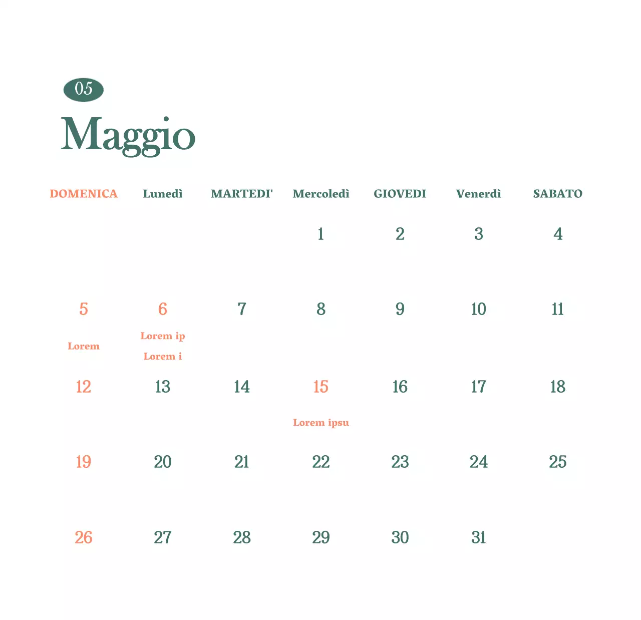 Calendario dei bar con i consigli per le bevande del mese