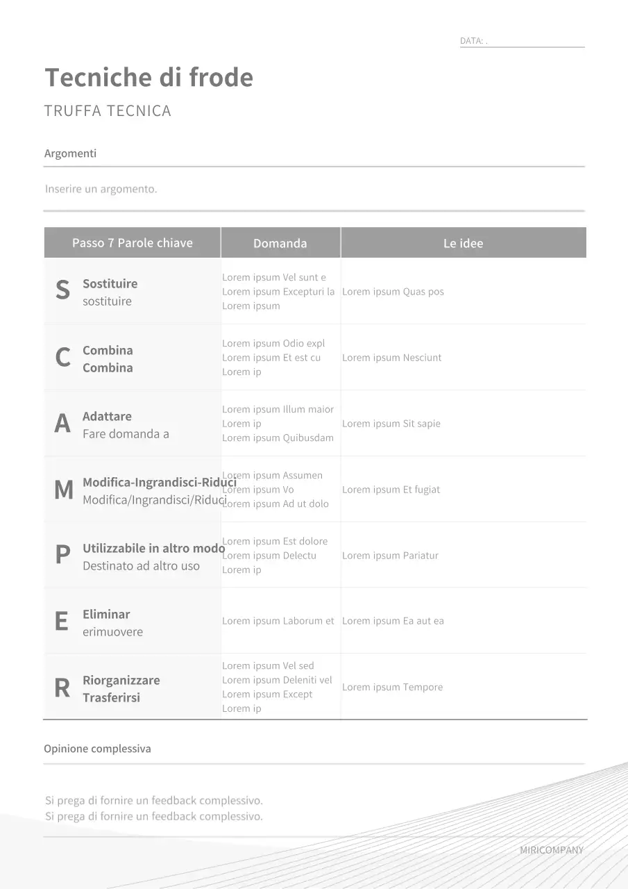Grigio, semplice tecnica di truffa formattazione della documentazione