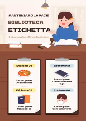 Galateo della biblioteca con un concetto di illustrazione marrone e carino