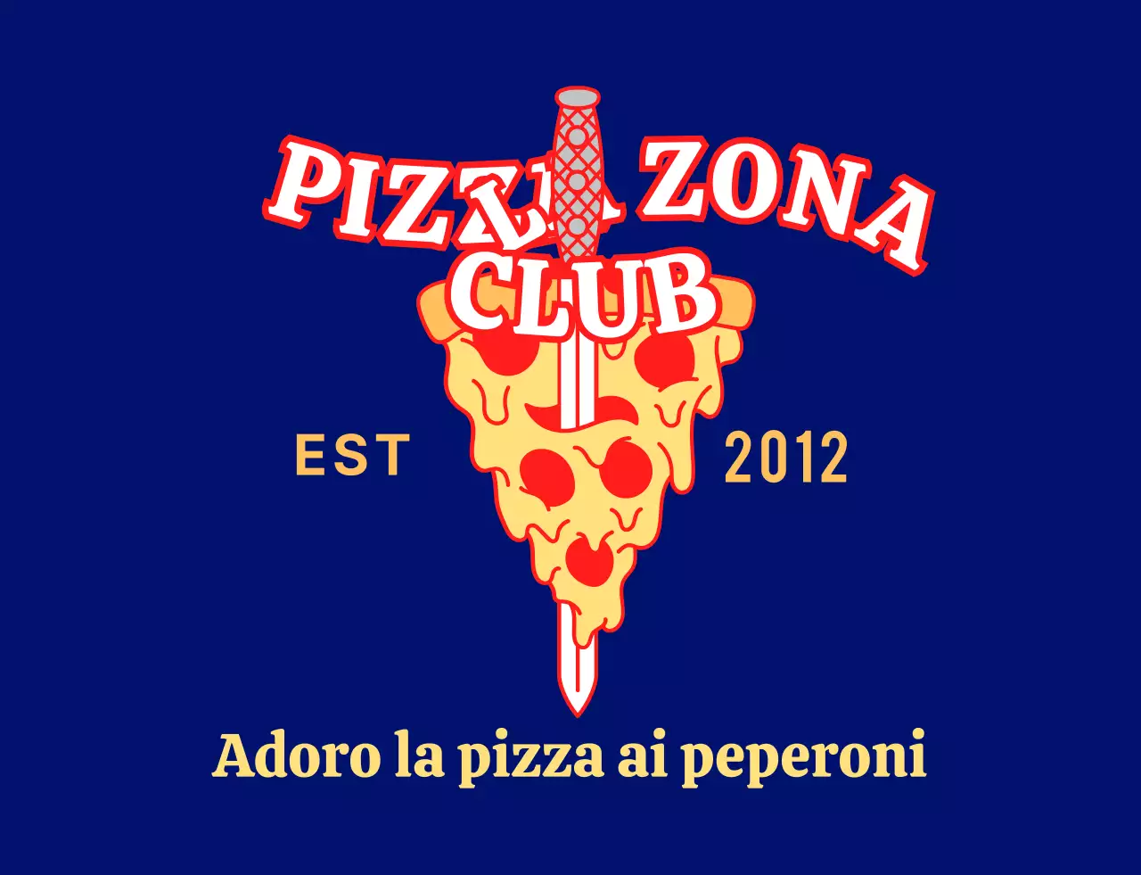 Un dipendente di una pizzeria alla moda in rosso e giallo