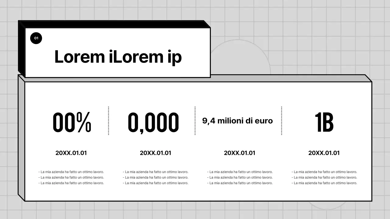 Un profilo aziendale grigio e geometrico per un'azienda PT