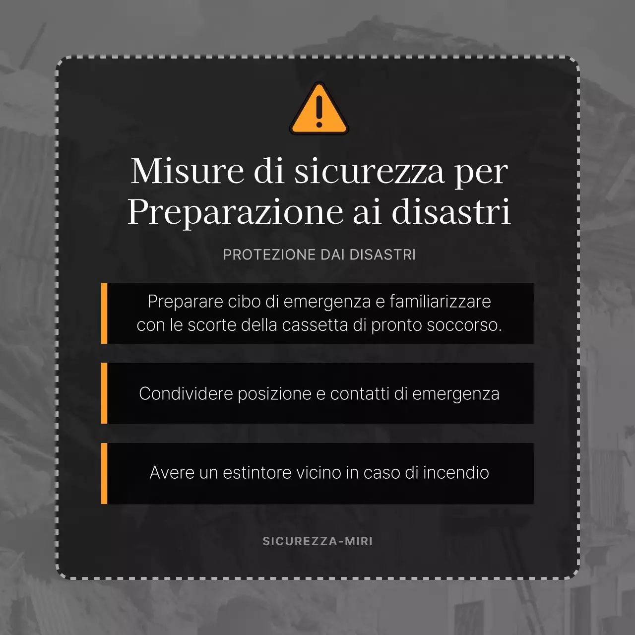Controllo di sicurezza per la preparazione alle catastrofi in nero e giallo