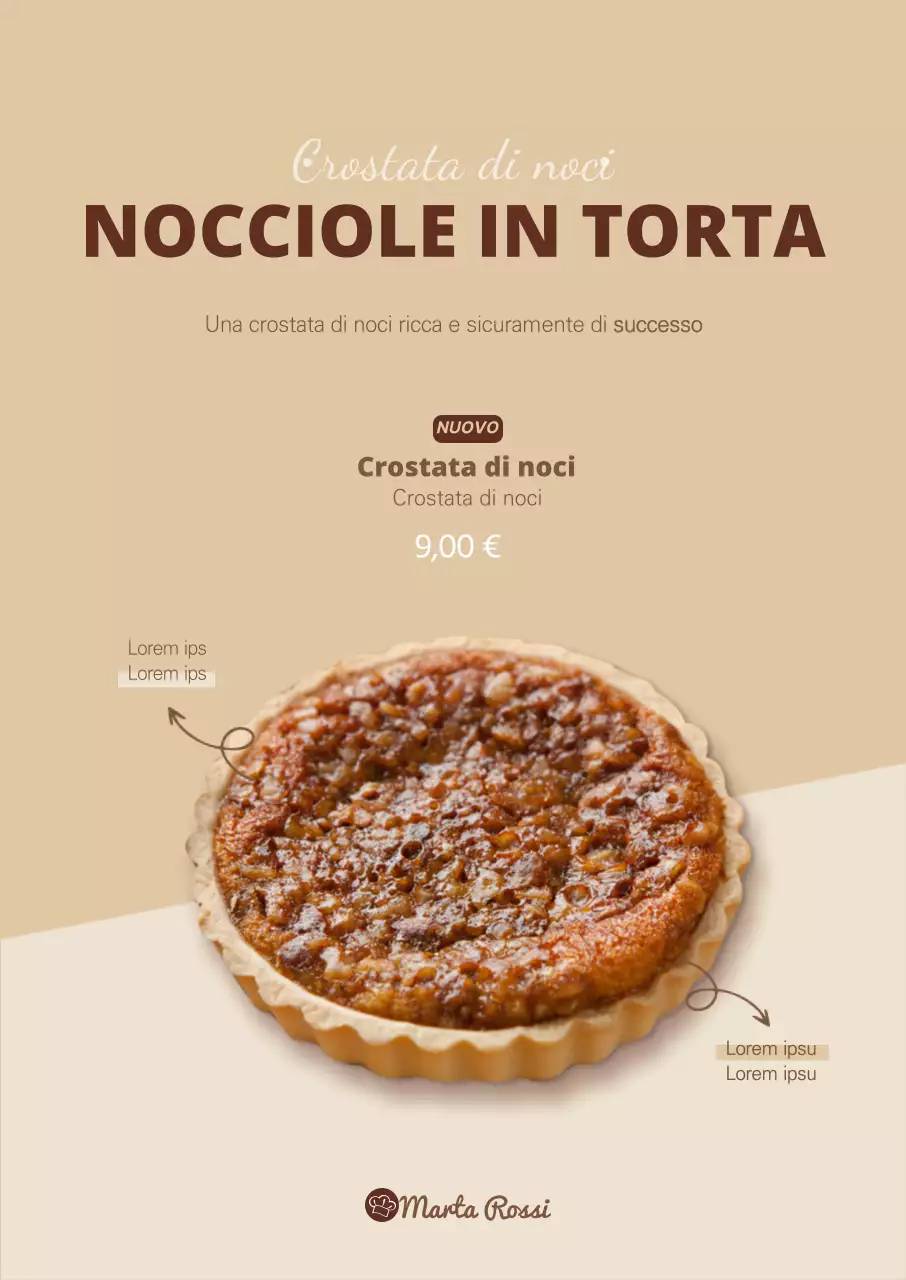 Poster per crostata di noci in marrone