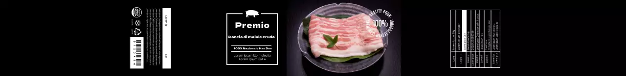 Etichetta della pancia di maiale con foto nera