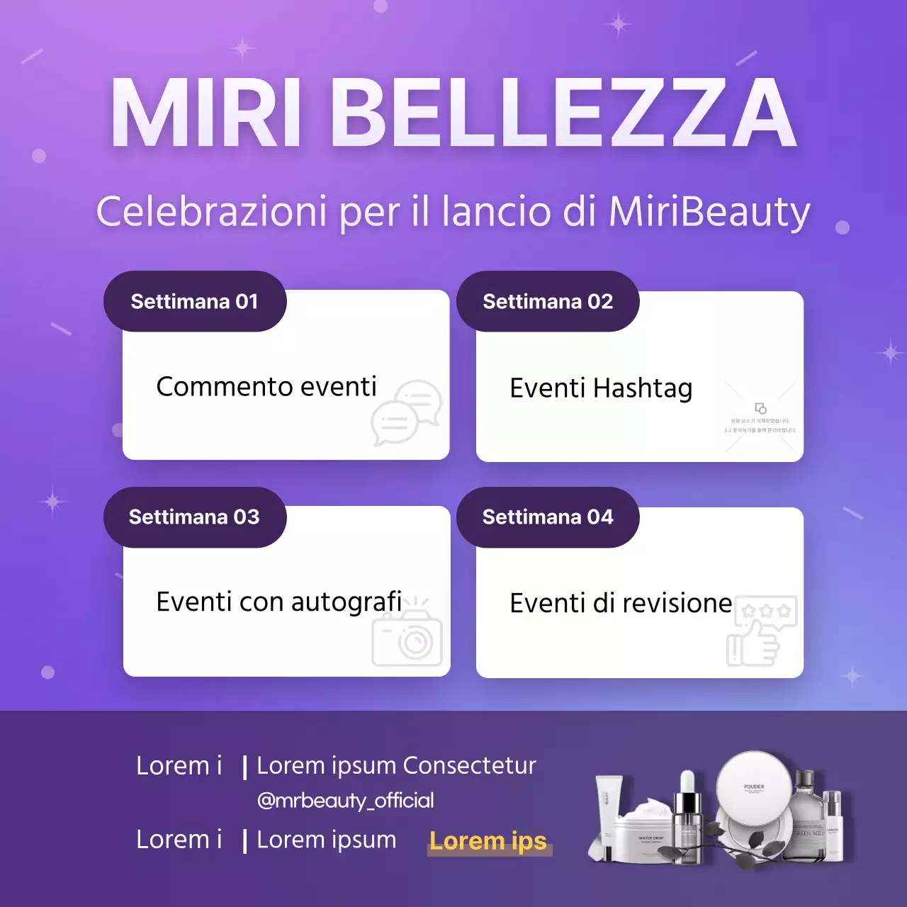 Promuovere un evento di lancio di bellezza viola e di lusso