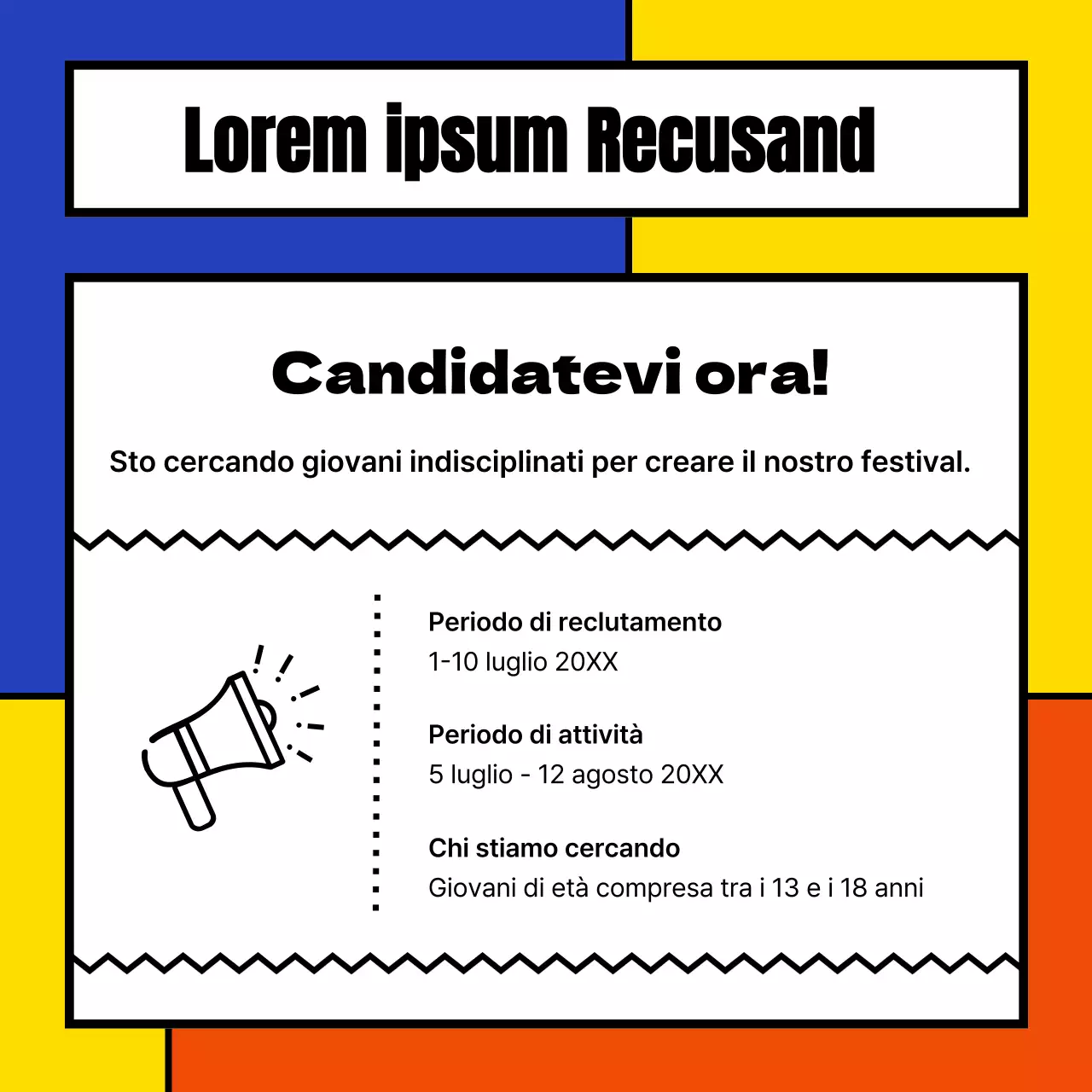Un annuncio della Giornata della Gioventù a quadri geometrici colorati