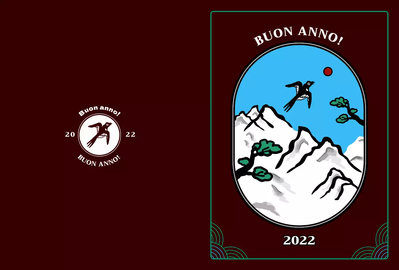 Biglietto di auguri per il nuovo anno con l'illustrazione di una gazza di Brown's Neutroconcept