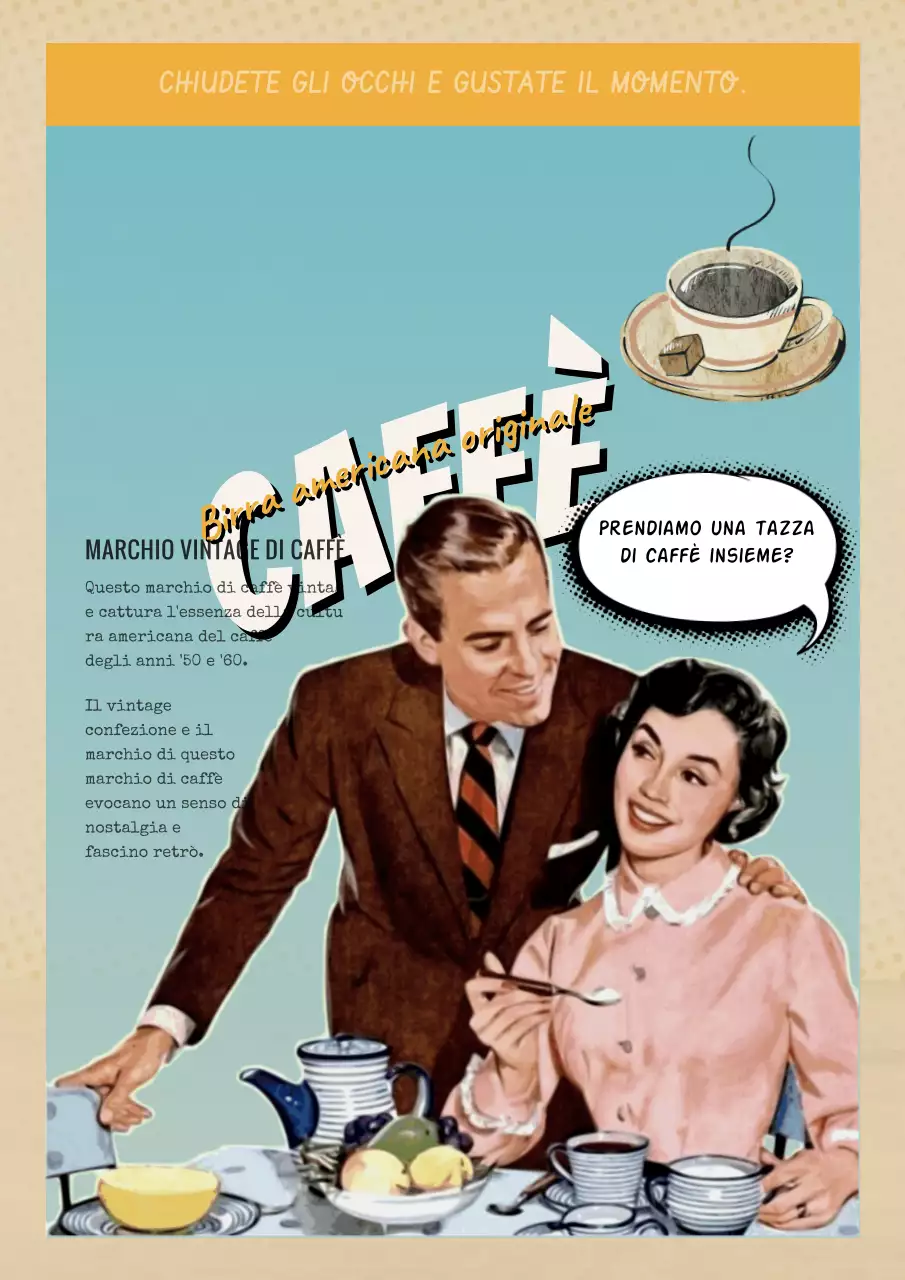 Promuovere un marchio di caffè vintage in beige e blu chiaro