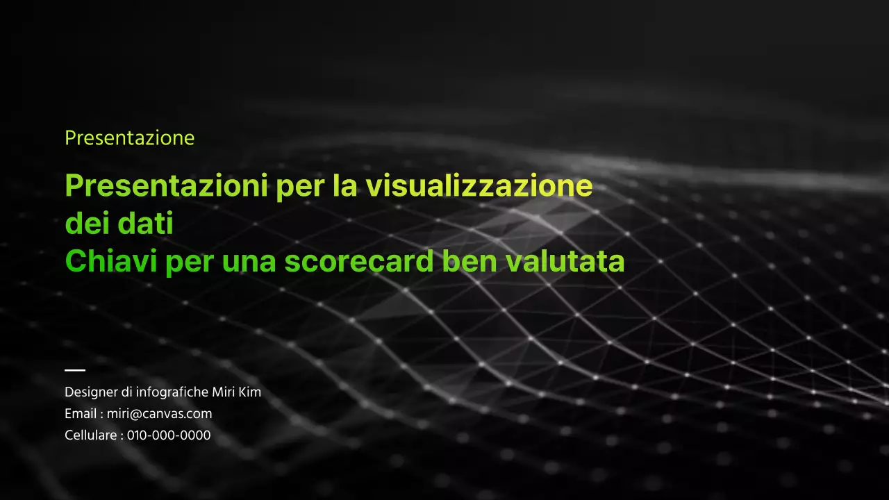 Presentazione aziendale infografica con tema sfumato nero e chartreuse