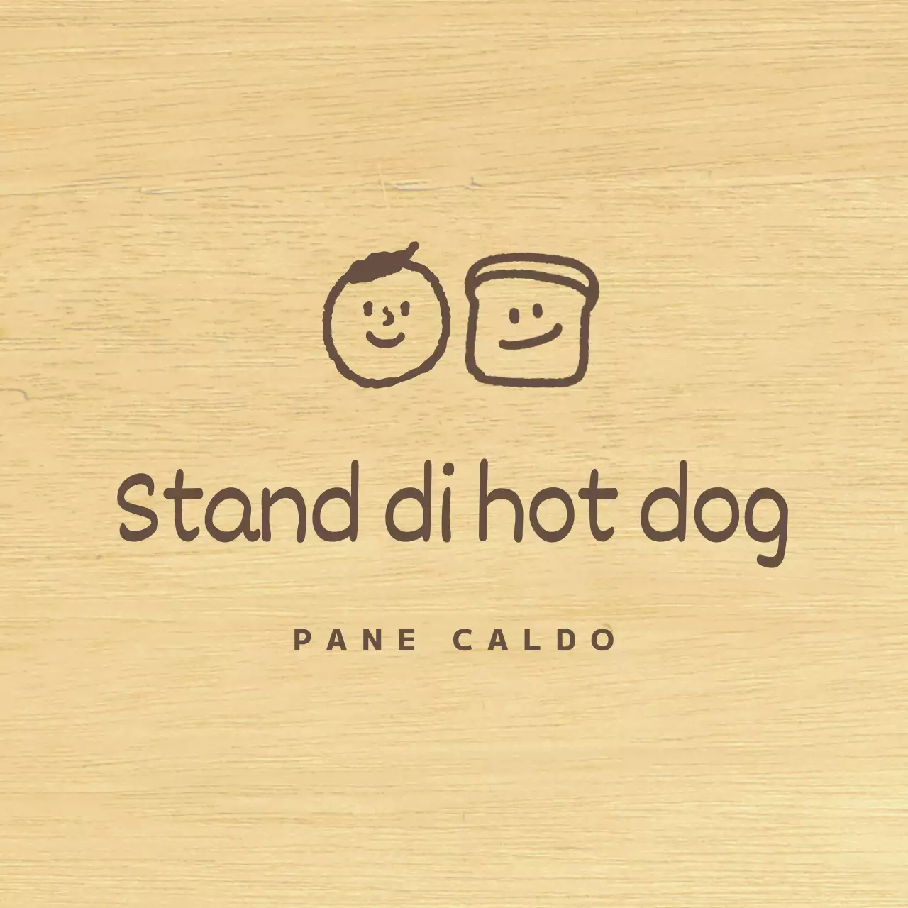 Stile panetteria con illustrazioni di persone e pane disegnate in marrone