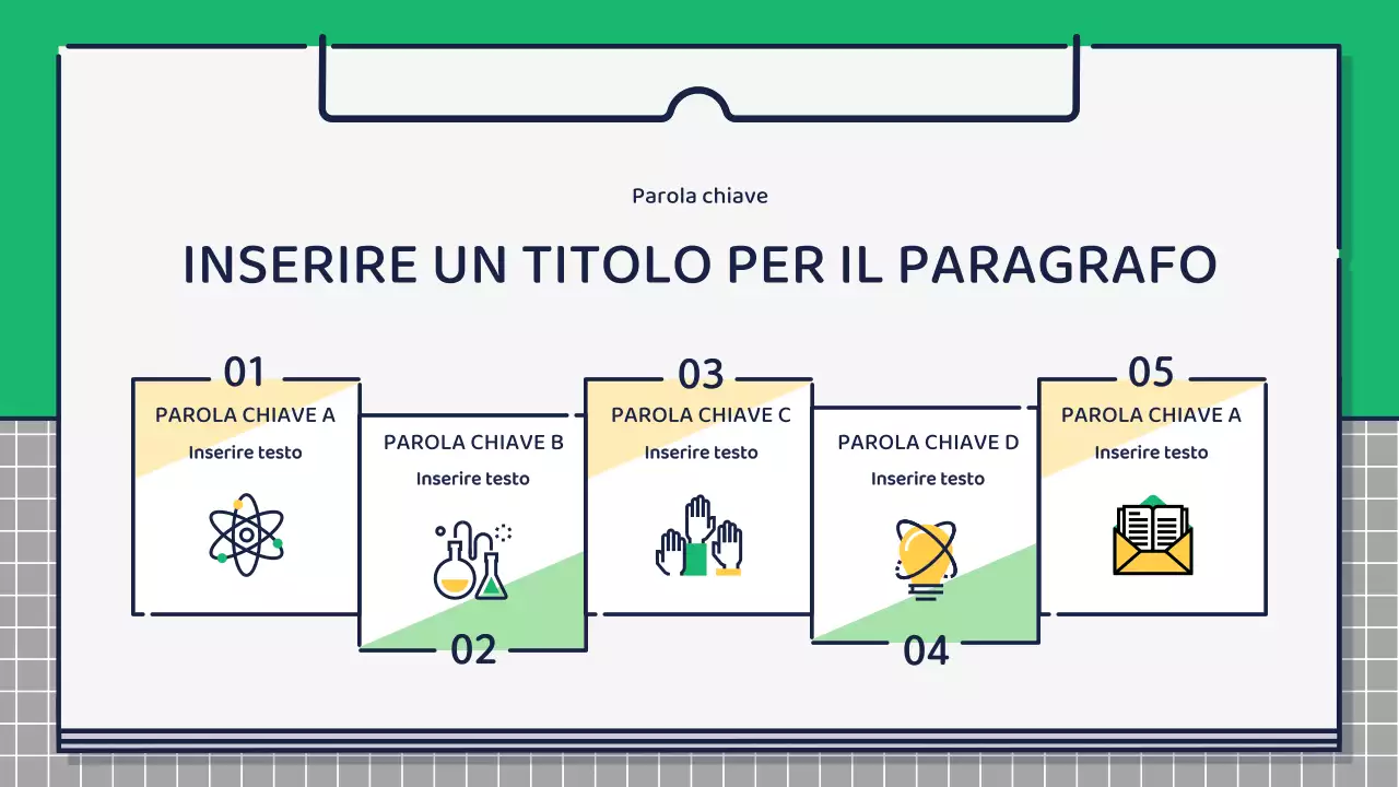 Presentazione sulla progettazione di icone carine e basilari in verde e giallo