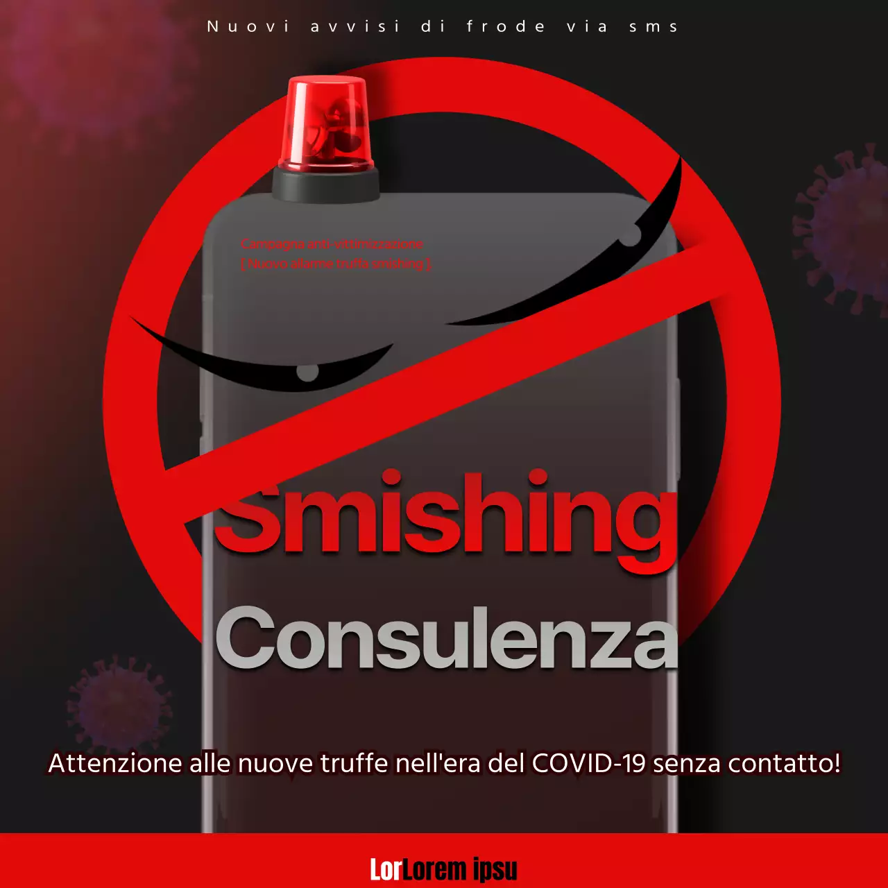 Avvisi di smishing rossi e neri