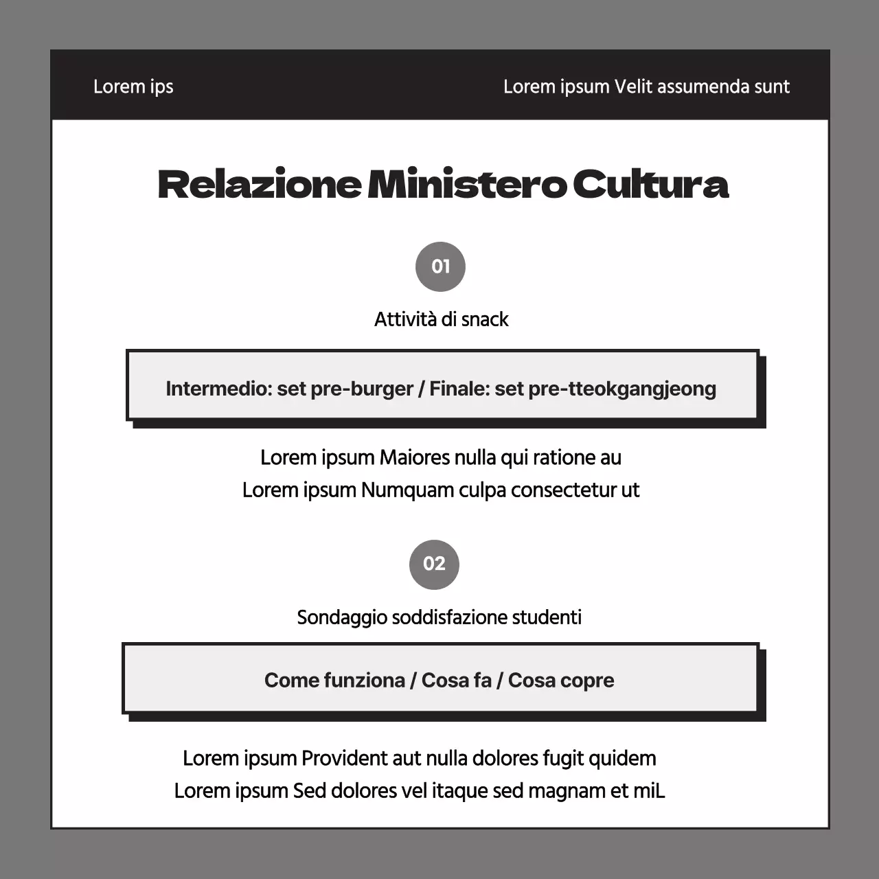 Un semplice rapporto di attività del sindacato studentesco in grigio e nero