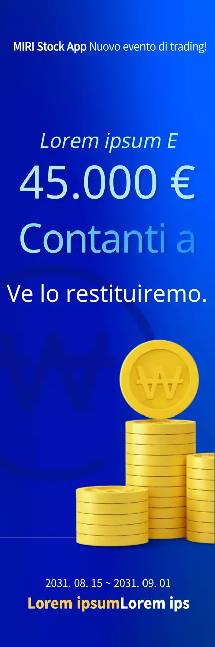 Stock evento webbanner verticale con gradiente in blu e blu chiaro