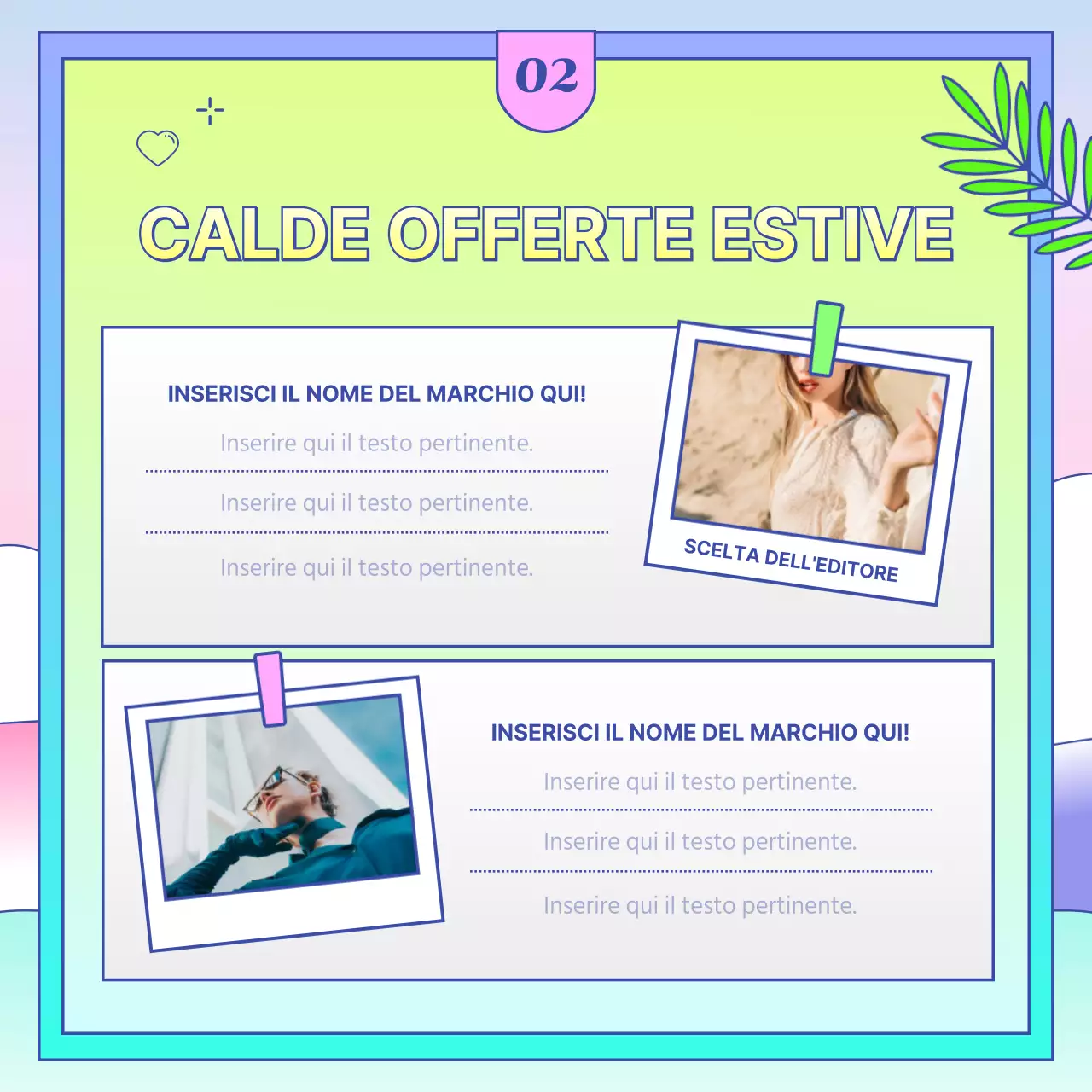 Annuncio di promozione estiva del centro commerciale in giallo tropicale e blu chiaro