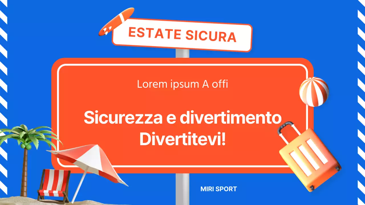 Una guida arancione e blu per la sicurezza in acqua in estate