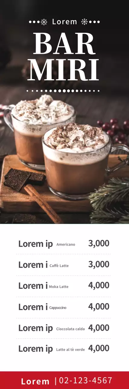 Pubblicità del menu bevande del caffè Brown photo