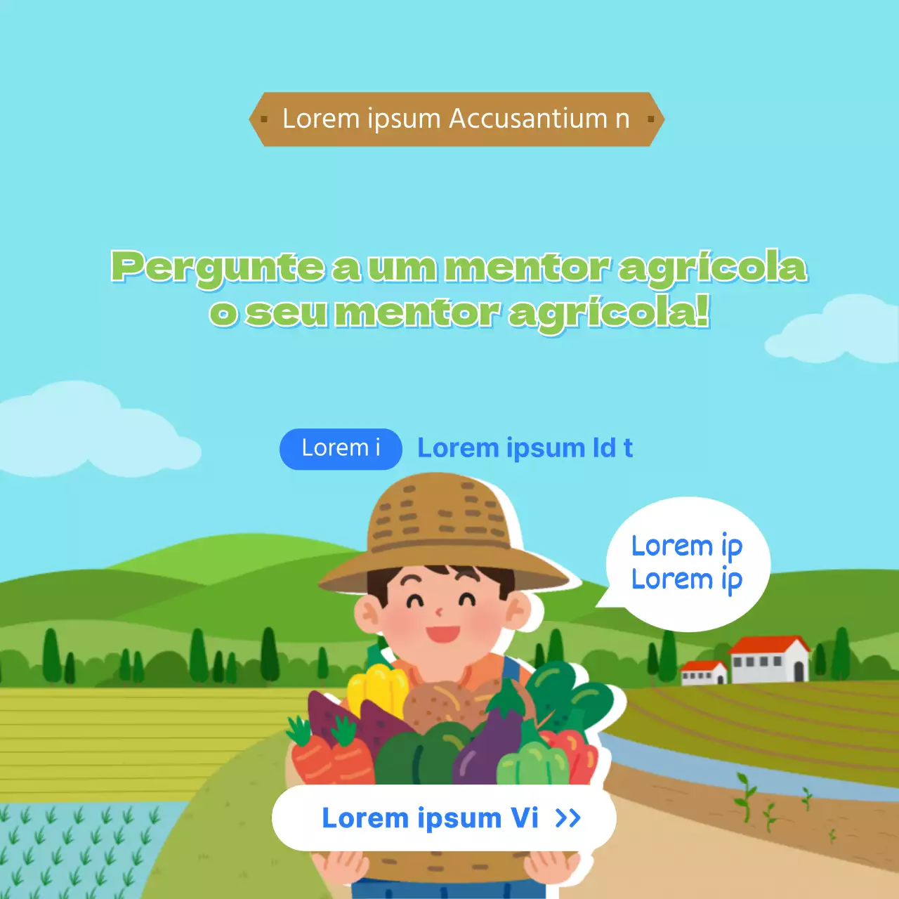 Redes sociais de agricultura azul-verde claro