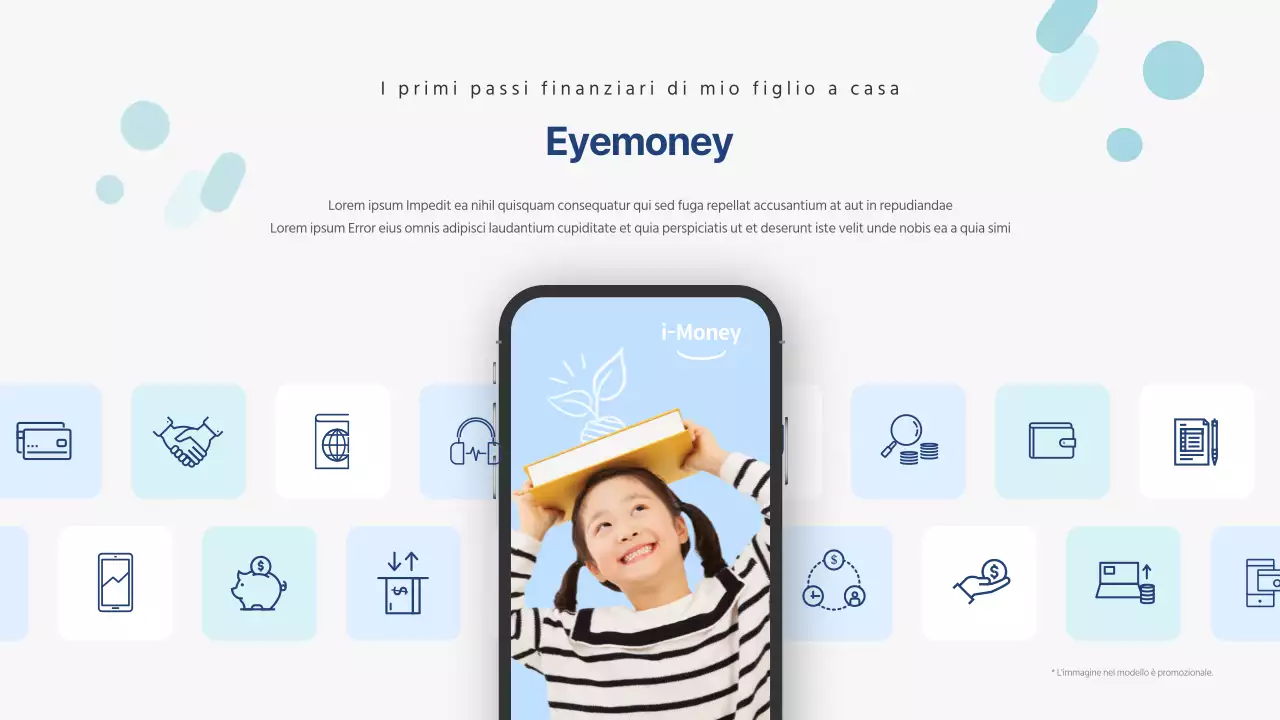 Proposta di investimento per servizi di app finanziarie in tinta blu