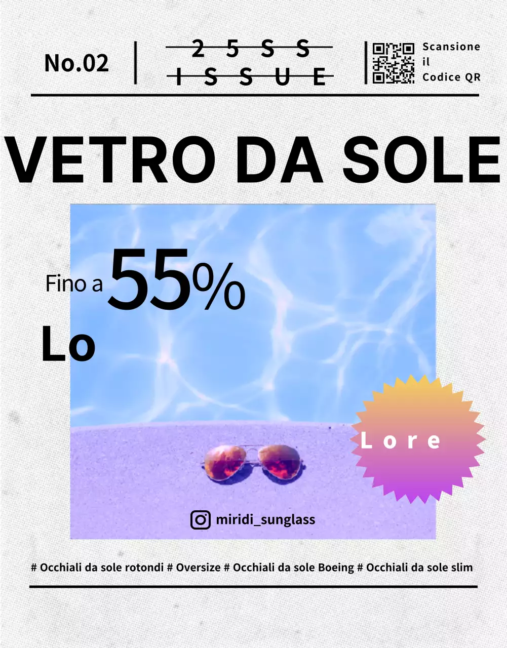 Pagina dettagliata degli occhiali da sole