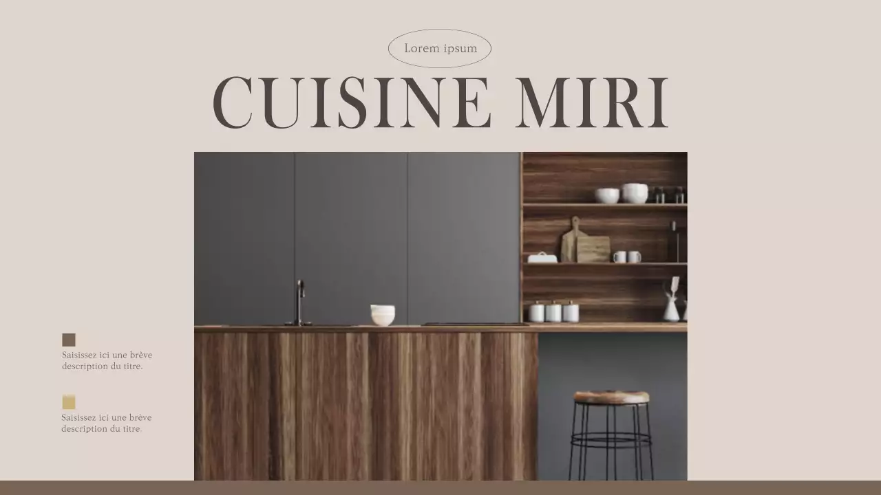 Cuisine commune moderne en beige et marron (présentation)