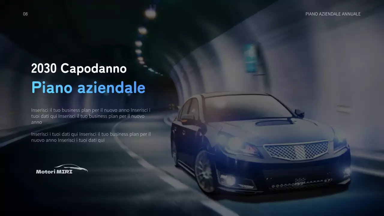 Piano aziendale annuale del settore automobilistico con concetto di grafica mobile blu e nera