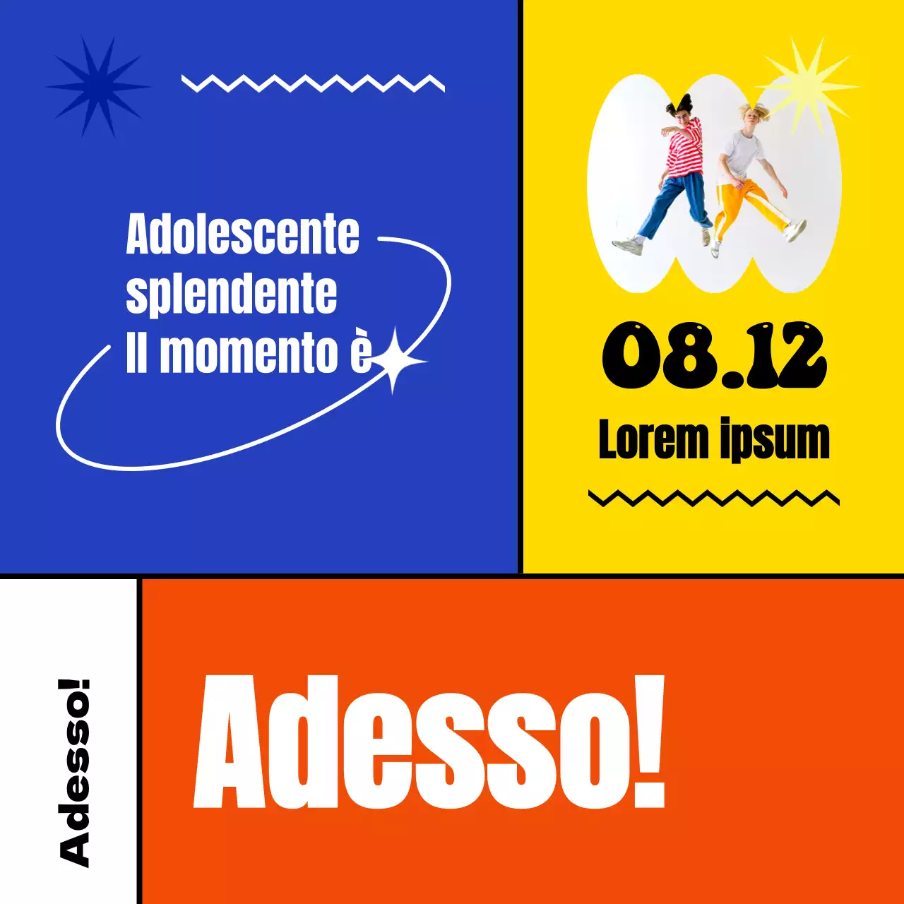 Un annuncio della Giornata della Gioventù a quadri geometrici colorati