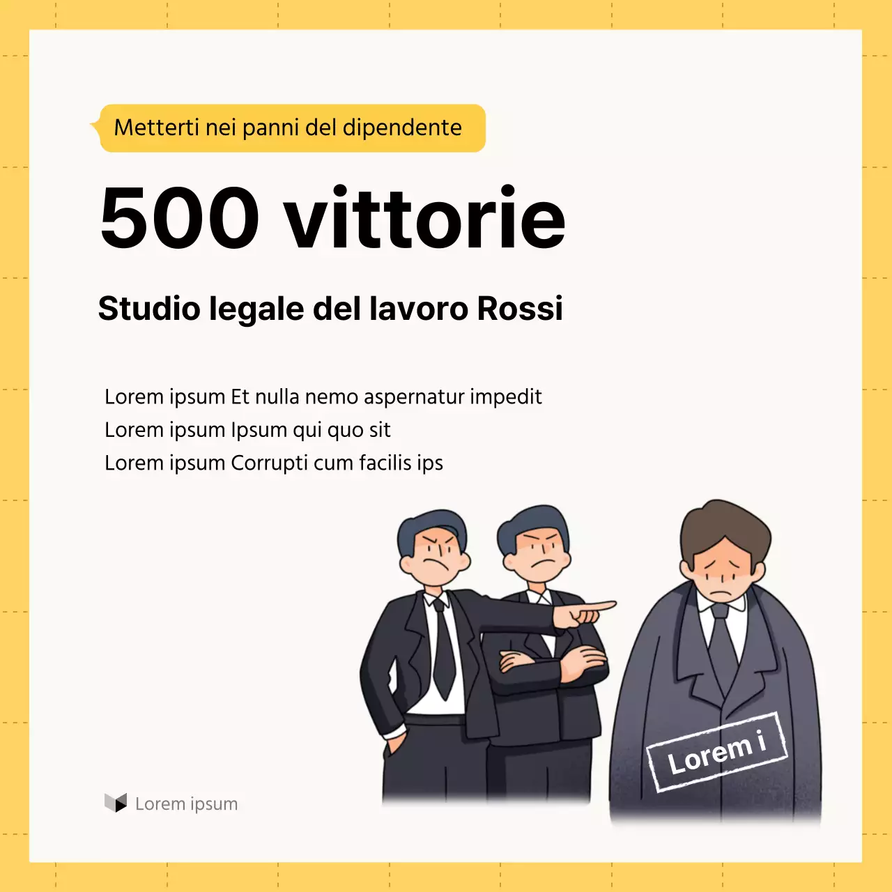 Guida minimalista gialla e bianca di consulenza sul diritto del lavoro