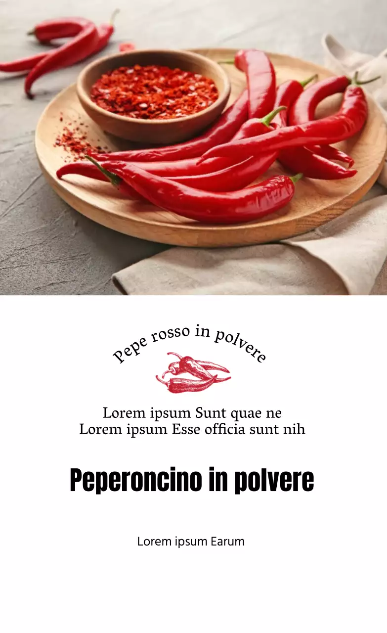 Etichette alimentari ordinate con illustrazioni fotografiche in rosso