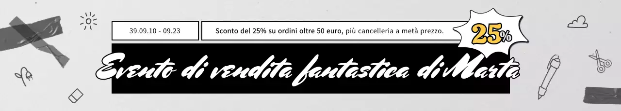 Articoli di cartoleria semplici e fantasiosi in bianco e nero in saldo