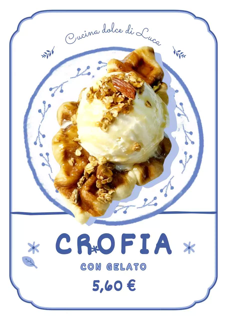 Uncinetto illustrato vintage nei toni del blu