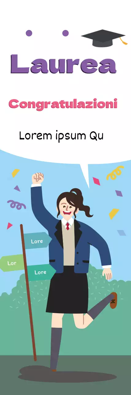 Illustrazione verde viola Celebrazione di laurea carino