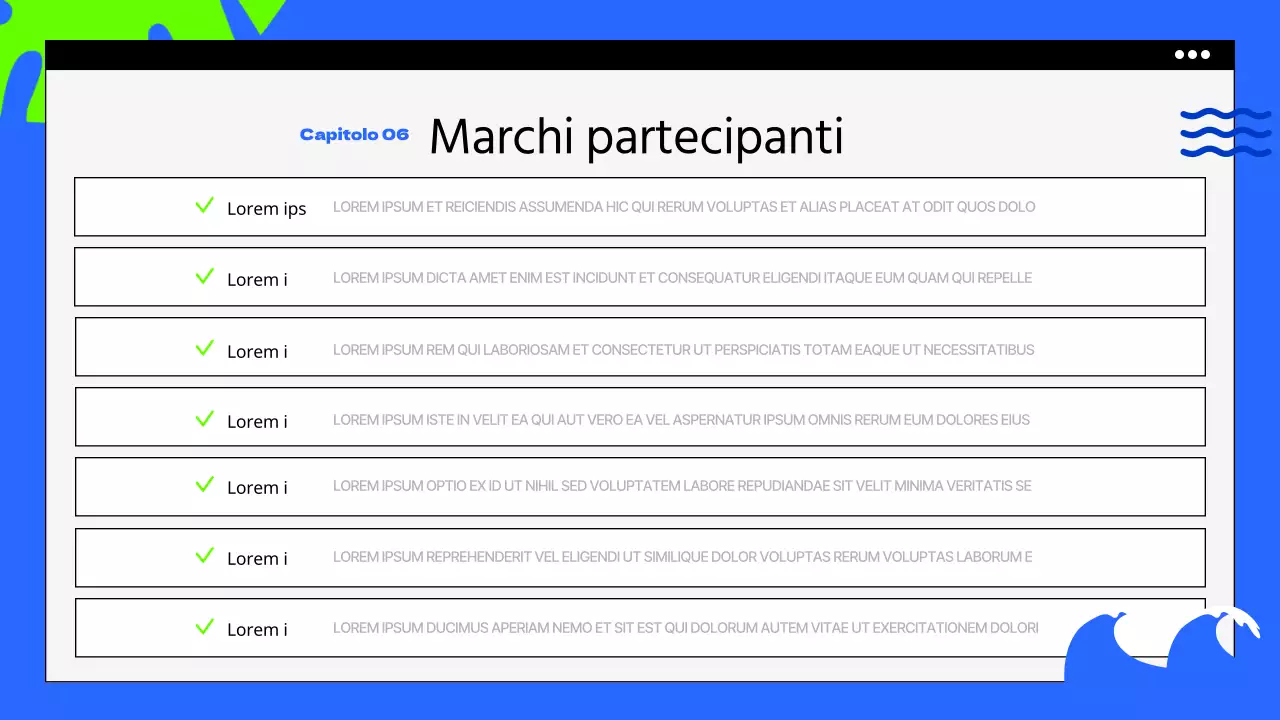 Breve promozionale estivo con tonalità di blu e fluorescenti